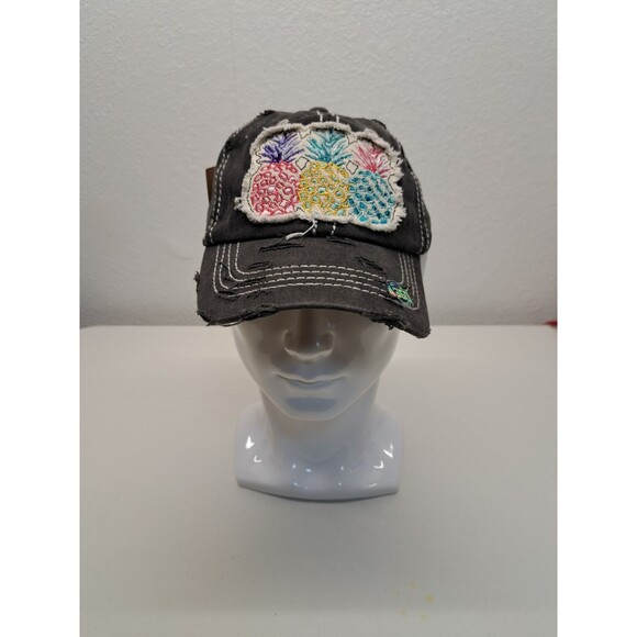 Accessories - 4350 Sunwashed Distressed Pineapple Cap Adjustable Lake Life Beach Summer New*